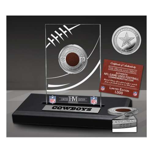 Dallas Cowboys Game Used NFL Football Silver Plated Coin in