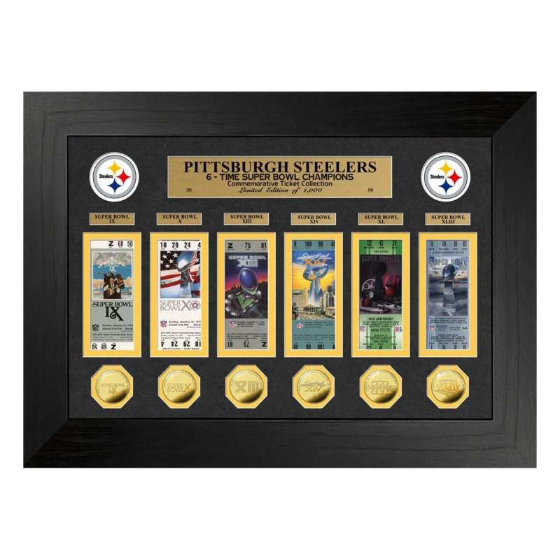 Pittsburgh Steelers 6 Time Super Bowl Champions Deluxe Gold Coin Ticket Collection