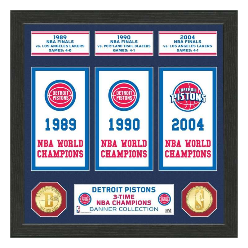 Detroit Pistons 14x22 3-Time NBA Champions Banner