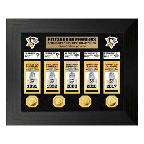 Pittsburgh Penguins 5-Time Stanley Cup Champions Deluxe Gold Coin & Banner Collection