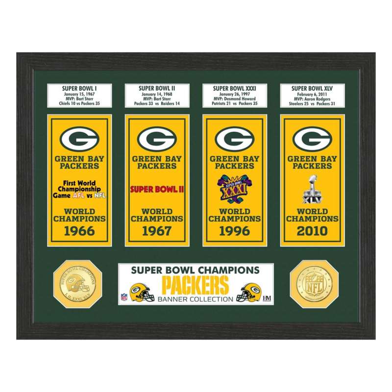 Green Bay Packers Super Bowl Banner Collection Photo Mint