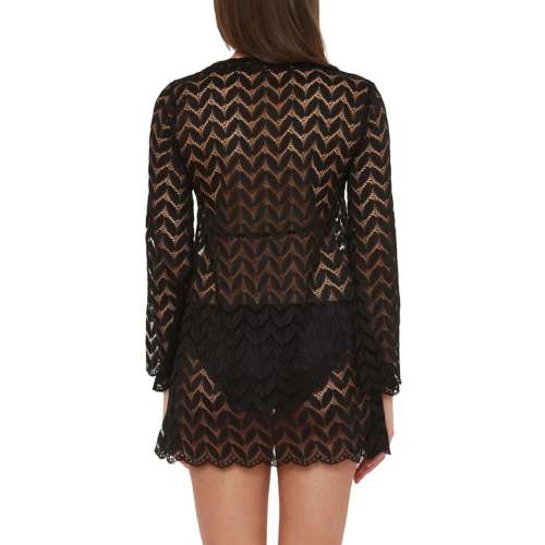 Women's Isabella Rose Sheer Lace Up Crochet Dress Swim Cover Up