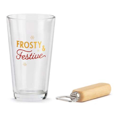 Demdaco Frosty & Festive Pilsner Glass & Opener Set