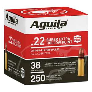 Aguila Super Extra Hollow Point 22LR Rimfire Ammunition 250 Round Box