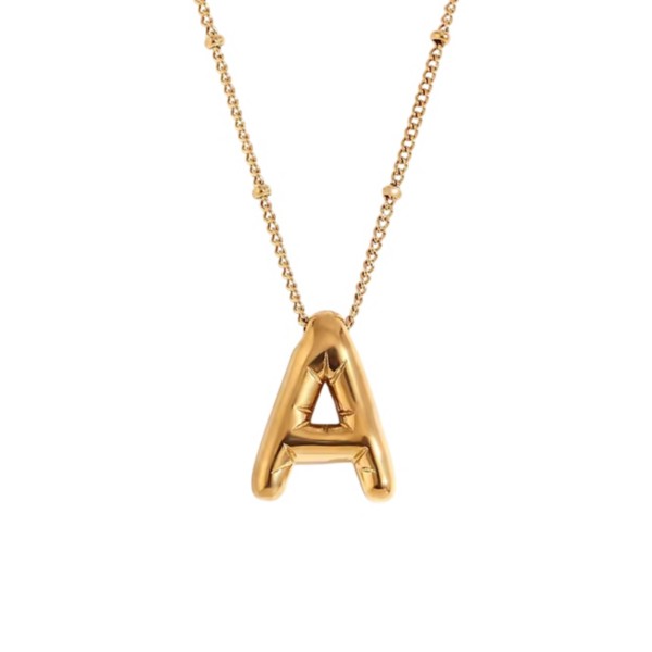 Lotus Jewelry Studio Gold Bubble Letter Necklace