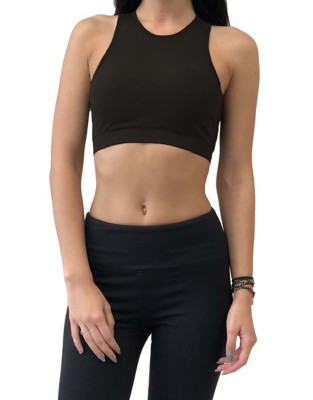 black high neck sports bra