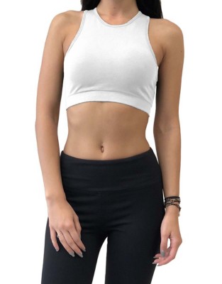 white high neck sports bra