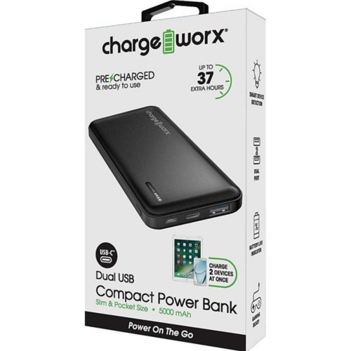 Chargeworx 5000mAh Dual USB Slim Power Bank - Primary Image