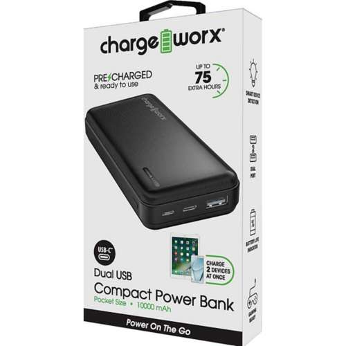 Chargeworx 10000mAh Dual USB Slim Power Bank