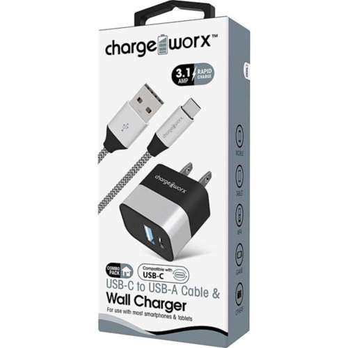 Chargeworx USB+USB-C Wall Charger & USB-C Cable