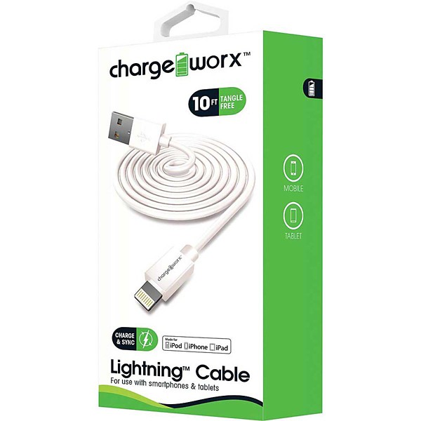 Chargeworx 10ft Lightning Sync & Charge Cable