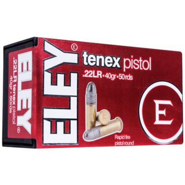 ELEY AMERICAS Eley Tenex Pistol Round Nose 40gr 22LR 1070Ft/Sec 101.3Ft/lb Rimfire Ammunition