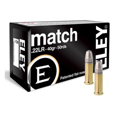 ELEY Match Flat Nose 22LR Rimfire Ammunition 50 Round Box