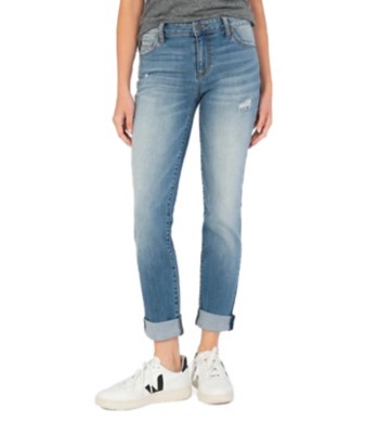 Women's KUT from the Kloth Boyfriend Loose Fit Straight gathered-detail Jeans