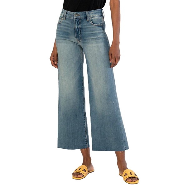 Women's KUT from the Kloth Meg Fab Ab Wide Raw Hem Loose Fit Flare Jeans product image