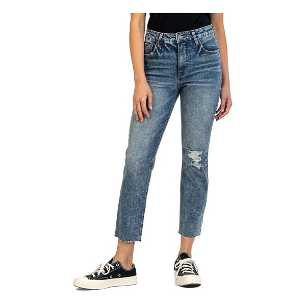 Women's KUT from the Kloth Rachael Acid Wash Fab Ab Raw Hem Relaxed Fit Mom Jeans product image
