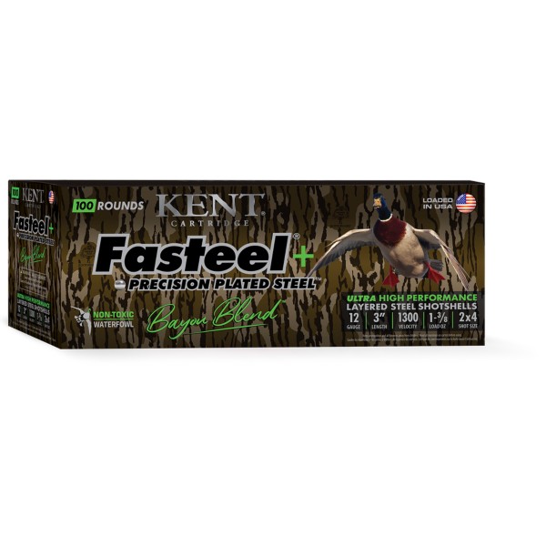 KENT CARTRIDGE Fasteel+ Bayou Blend 12 Gauge Shotshells 100 Round Box