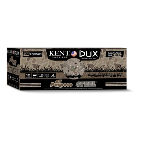 KENT CARTRIDGE & DUX Waterfowl All Purpose Steel 12 Gauge Shotshell 100 Round Box
