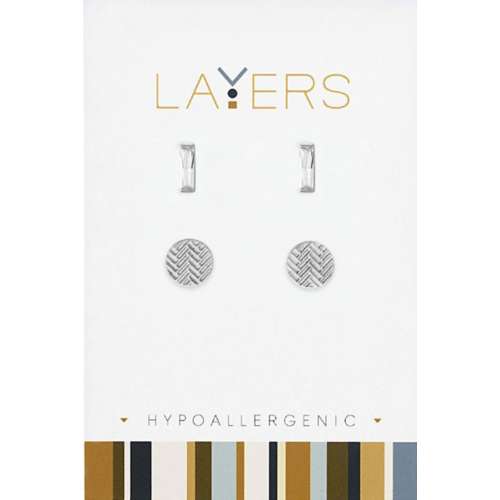 Layers Silver Duo Stud Earrings