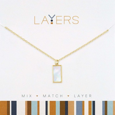 Layers Gold Rectangular White Necklace
