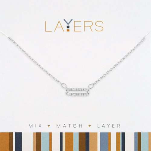 Layers Silver CZ Single Link Necklace