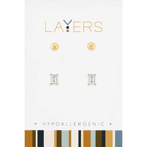 Layers Baguette Ball Earrings