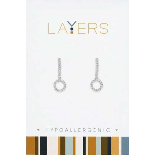 Layers Silver CZ Open Circle CZ Huggie Earrings