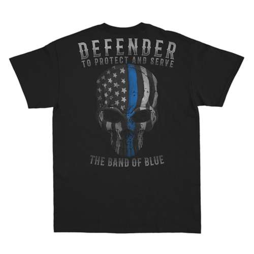 Men's Bone Head Outfitters Blue Line Skull T-Shirt