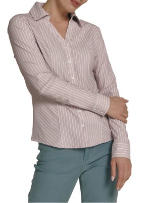 Women's 7Diamonds Luxe Stripe Long Sleeve Button Up amp shirt