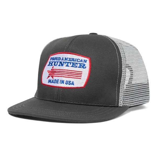 PROUD AMERICAN HUNTER Men's  Badge Trucker Hunting Adjustable Hat Light Grey Heather