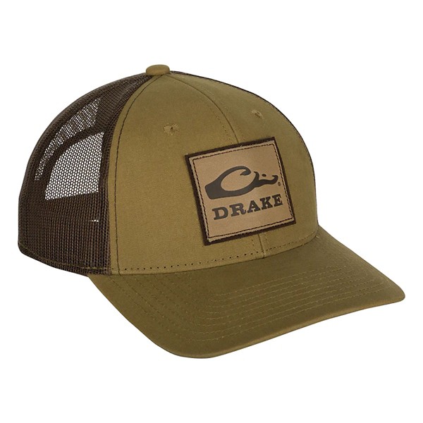 Men's Drake Waterfowl Leather Patch Mesh Back Adjustable Hat - Drake Waterfowl