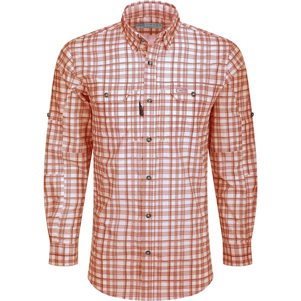 Men's Drake Waterfowl Hunter Creek Window Pane Plaid Long Sleeve Button Up Shirt - Drake Waterfowl