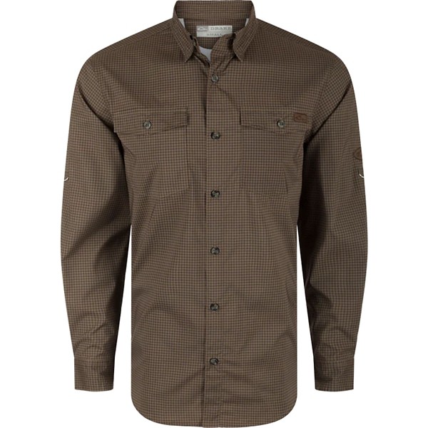 Men's Drake Waterfowl Frat Gingham Check Long Sleeve Button Up Shirt - Drake Waterfowl