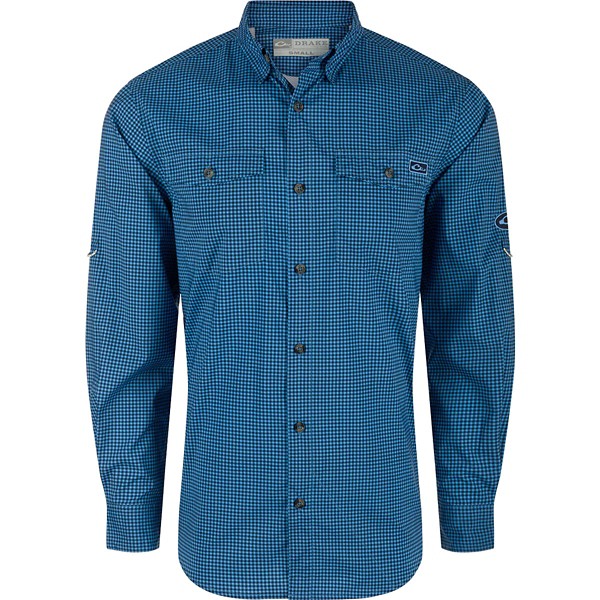 Men's Drake Waterfowl Frat Gingham Check Long Sleeve Button Up Shirt - Drake Waterfowl