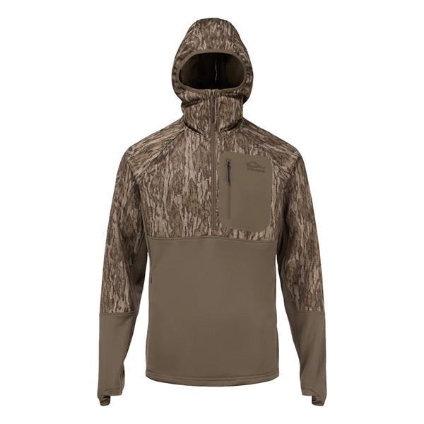 Men's Drake Waterfowl MST Offset Long Sleeve Hooded 1/2 Zip - Drake Waterfowl