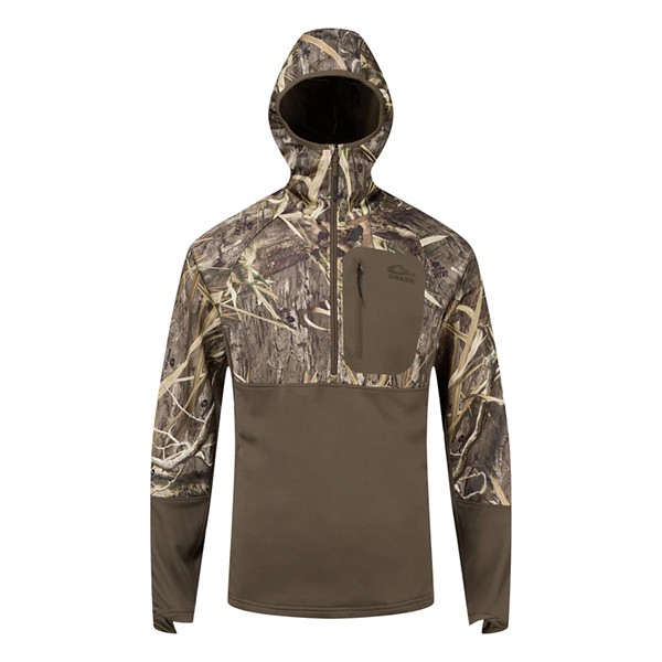 Men's Drake Waterfowl MST Offset Long Sleeve Hooded 1/2 Zip - Drake Waterfowl