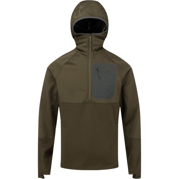 Men's Drake Waterfowl MST Offset Long Sleeve Hooded 1/2 Zip - Drake Waterfowl