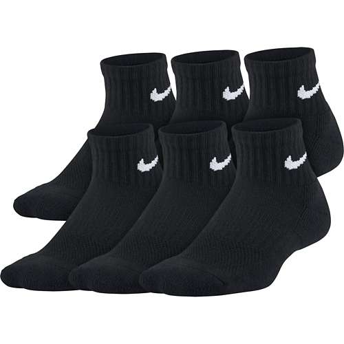 Kids' Nike Performance Cushioned Training 6 Pack Quarter Socks ...