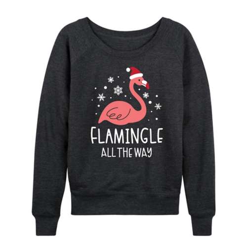 Women's Instant Message Flamingle All The Way Crewneck Sweatshirt