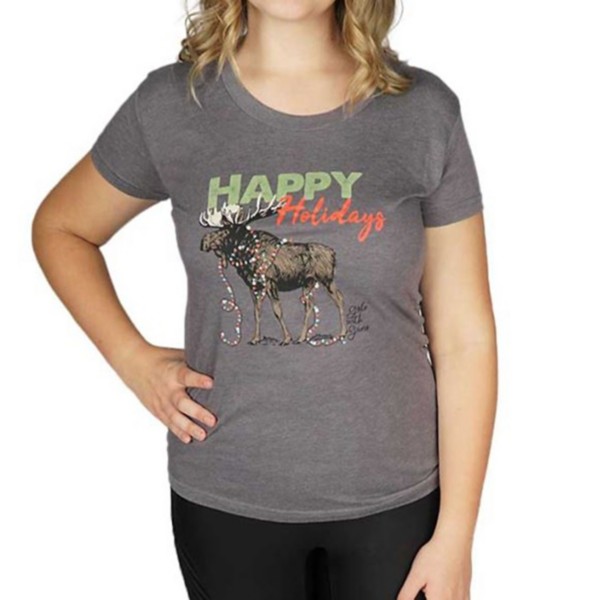 GIRLS WITH GUNS Women's  Holiday Moose T-Shirt