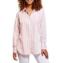 Women's Tribal Cotton Color Block Striped Long Sleeve Button Up Shirt