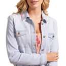 Women's Tribal Frayed Hem Embroidered Denim Jacket