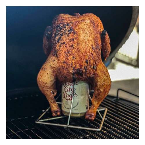 Big Green Egg Folding, Stainless Steel Beer Can Chicken Roaster