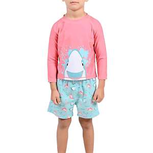 Toddler Boy Jumping Beans® Shark Surf Rash Guard Top & Swim Trunks Set