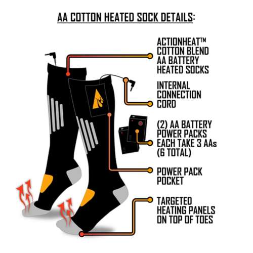 Adult ActionHeat Cotton AA Battery Heated Knee High Socks
