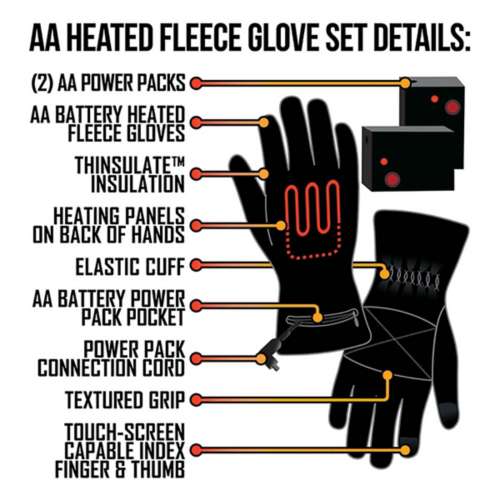ActionHeat AA Battery Heated Fleece Gloves