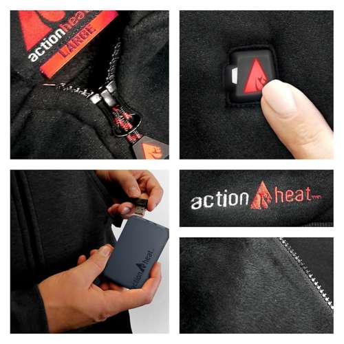 Adult ActionHeat 5V Battery Full Zip Hoodie Heated Hooded Fleece Jacket