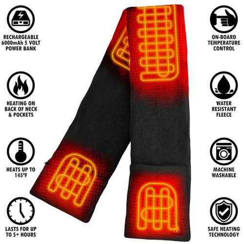 Adult ActionHeat 5V Battery Heated Fleece Traditional Heated Scarf