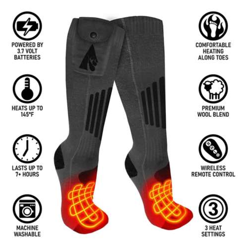 Adult ActionHeat Wool 3.7V Rechargeable Heated Crew Socks