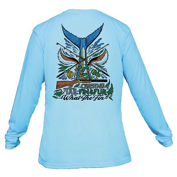 Men's What The Fin Chasing Tail, Fin & Fur Performance Long Sleeve T-Shirt - What The Fin